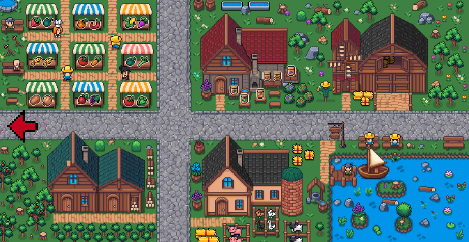 Stardew Farm city map with market and shops